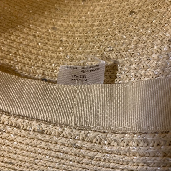 Tan Paper Bucket Hat with Silver Sequins One Size - Picture 6 of 7